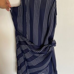 Navy Blue Strip Nautical Wrap Dress